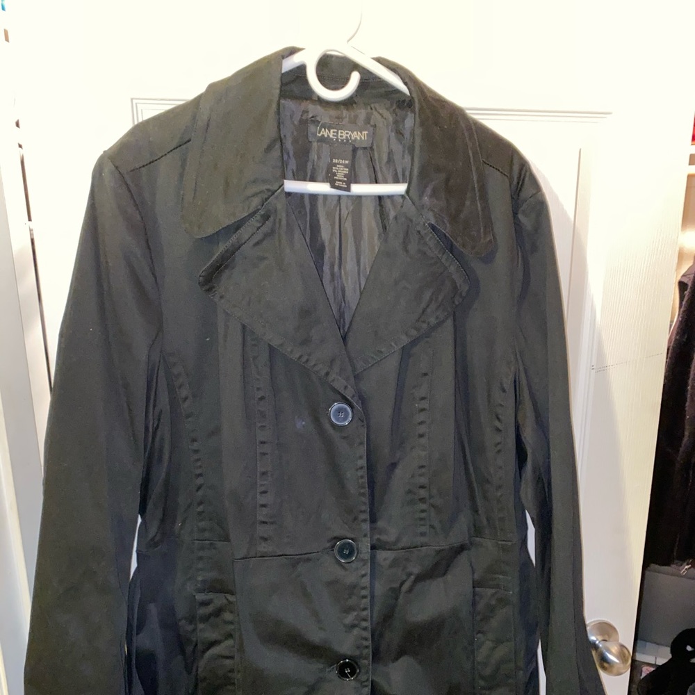 Long black plus size lined trench coat